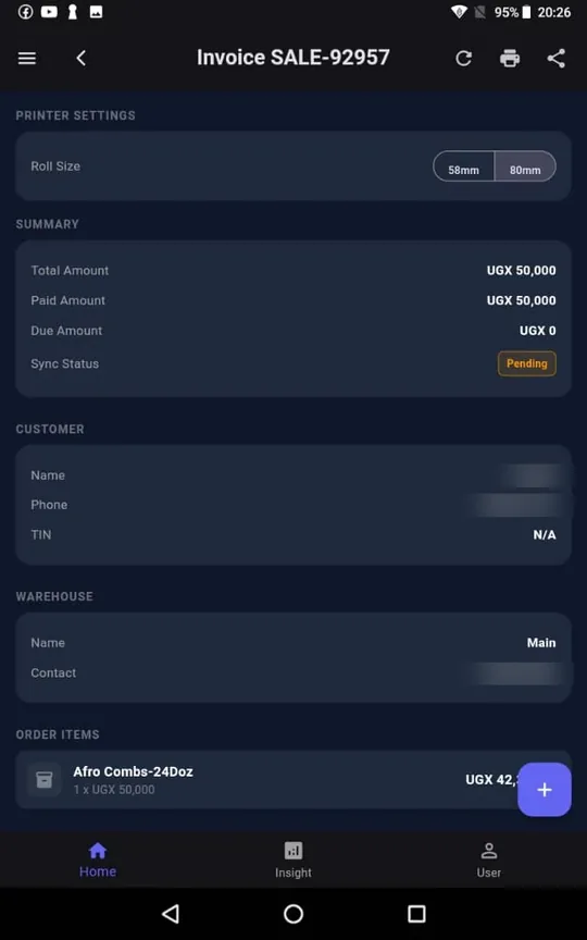 Weafbooks Route Sales app: Proof it landed. A sale raised at the door stays marked pending until the signal comes back.